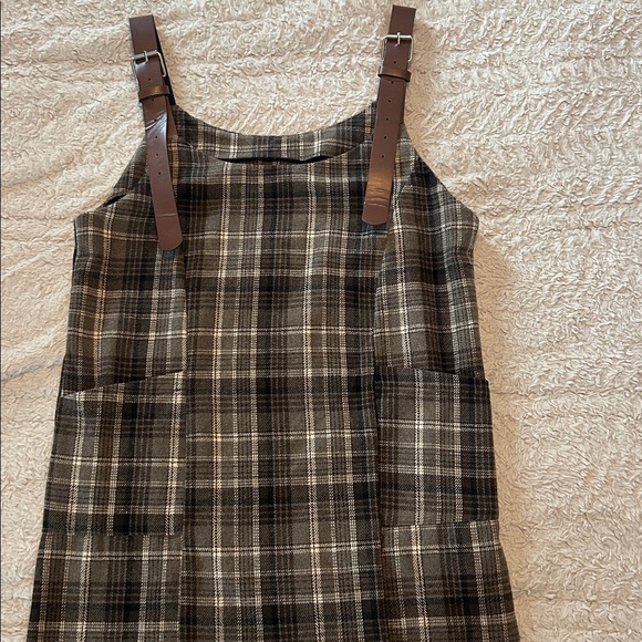 Plaid Sleeveless Dress with Brown Straps - Picture 4 of 13